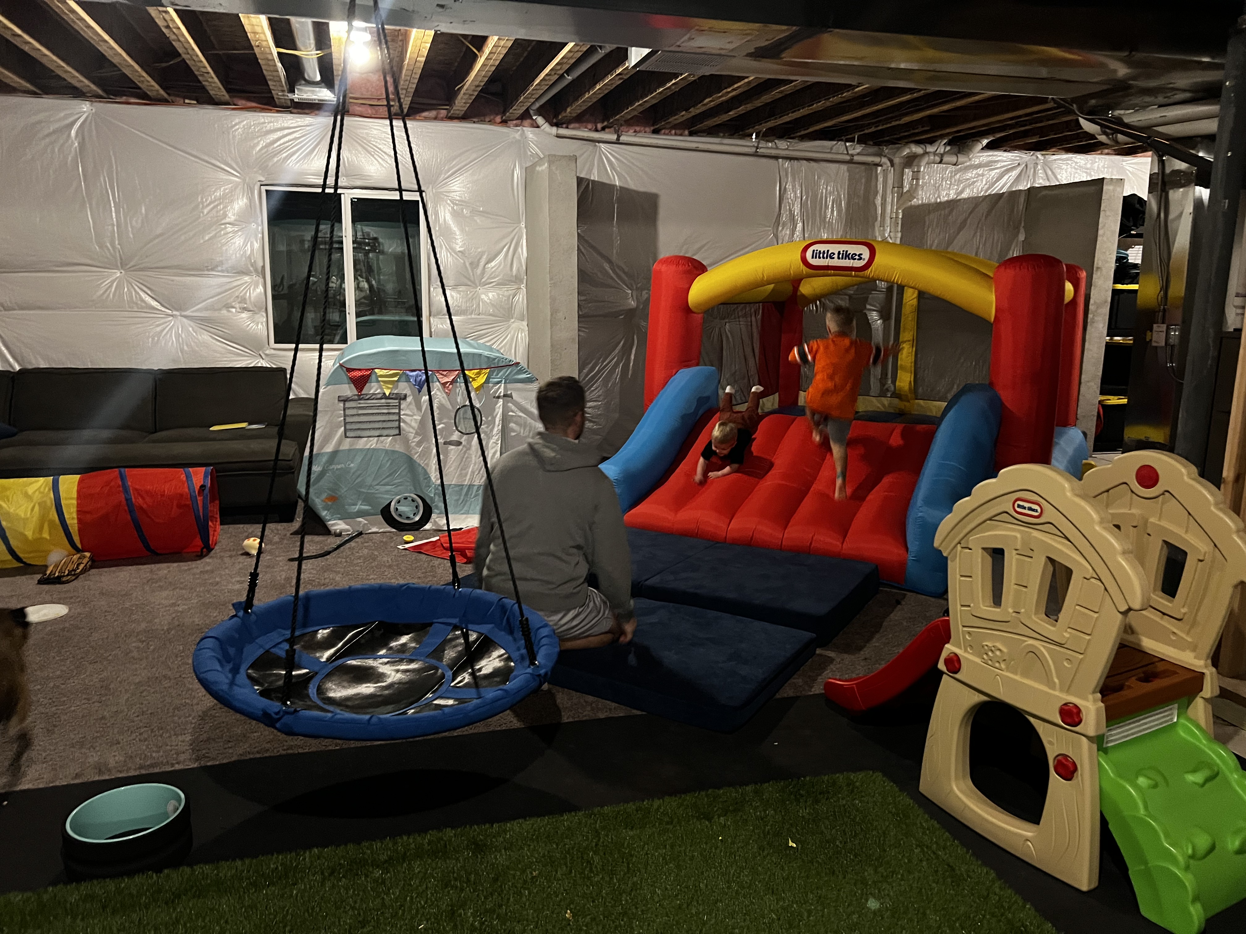 The best kid gift. An unfinished basement turned into kids dream space